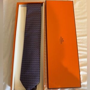 Hermes Tie Men OS Navy Purple